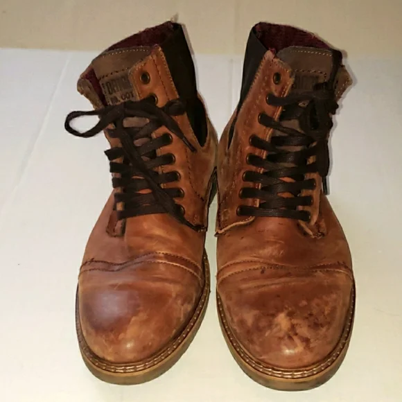 Steve Madden men\'s Sargge aged supple leather lace up boots REID Dark Brown Lace-Up Lug Men main image 2